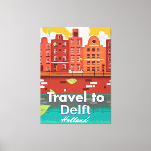 Impressão Em Tela Viagem ao poster de viagens de Delft Holland