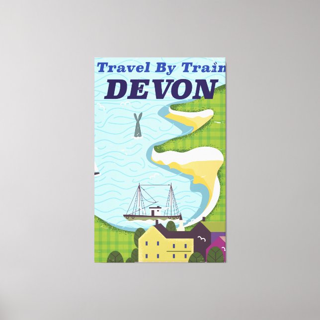 Impressão Em Tela Viagem de Trem Devon (Frente)