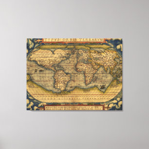 Impressão Em Tela Viagem do Mapa Mundial Antiquado Ortelius Europa