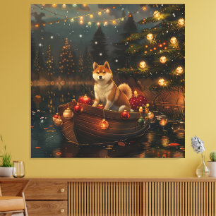 Impressão Em Tela Viagem Festiva de Natal Akita