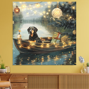 Impressão Em Tela Viagem Festiva de Natal do Bluetick Coonhound