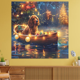 Impressão Em Tela Viagem Festiva de Natal do Cocker Spaniel