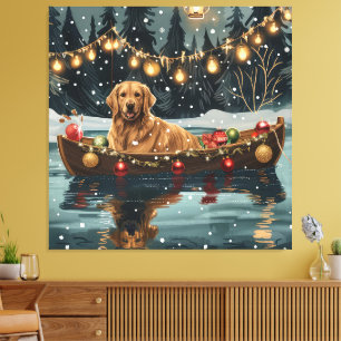Impressão Em Tela Viagem Festiva de Natal do Golden Retriever