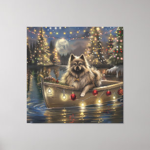 Impressão Em Tela Viagem Festiva de Natal do Keeshond