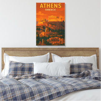 Impressão Em Tela Viagem Retro Atenas Grécia