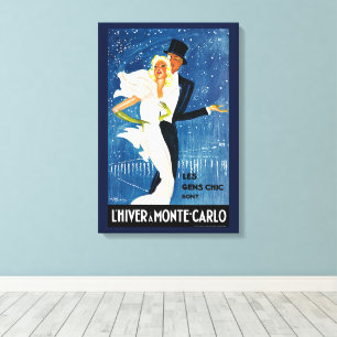 Impressão Em Tela Viagem Vintage, Amor Romance Inverno em Monte Carl