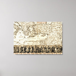 Impressão Em Tela Viagens do mapa de PaulPanoramic do apóstolo