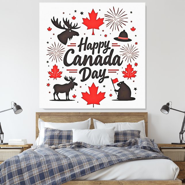 Impressão Em Tela Vibes do Dia do Canadá (Insitu(Quarto))
