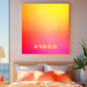 Impressão Em Tela "Vibes" ensolarados, cor-de-rosa, laranja e amarel