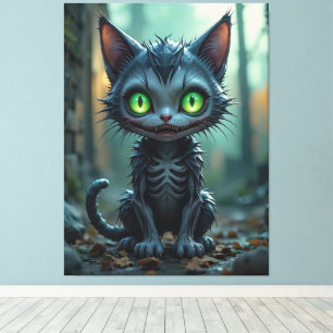 Impressão Em Tela Víblias de Floresta Encantada de Halloween de Gato