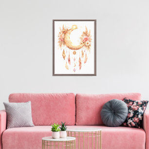 Impressão Em Tela Vibração Mística Lua Boho