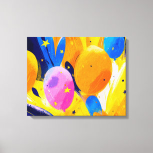 Impressão Em Tela Vibrant Abstract Celebration with Colorful Balloon