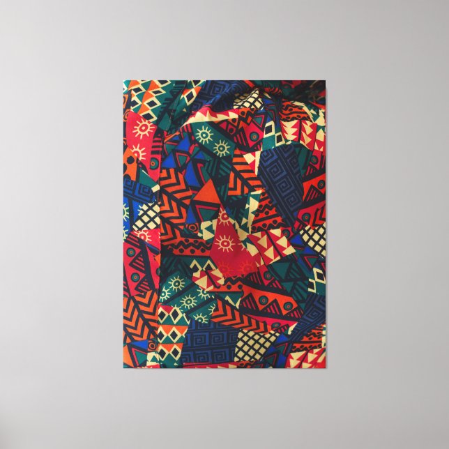 Impressão Em Tela Vibrant African Geometric Tribal Abstract Pattern  (Frente)