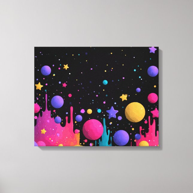Impressão Em Tela Vibrant Cosmic Drip Abstract Space Art (Frente)
