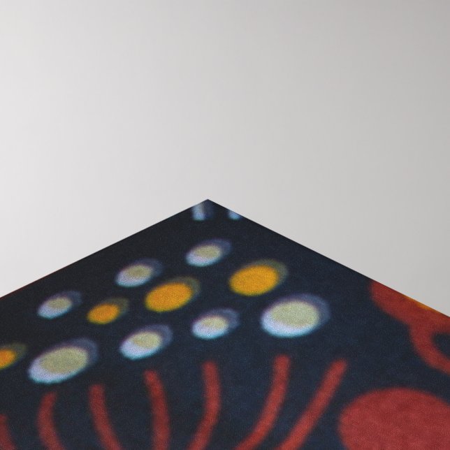 Impressão Em Tela Vibrant Golden Floral Batik Pattern on Deep Navy B (Canto (superior))