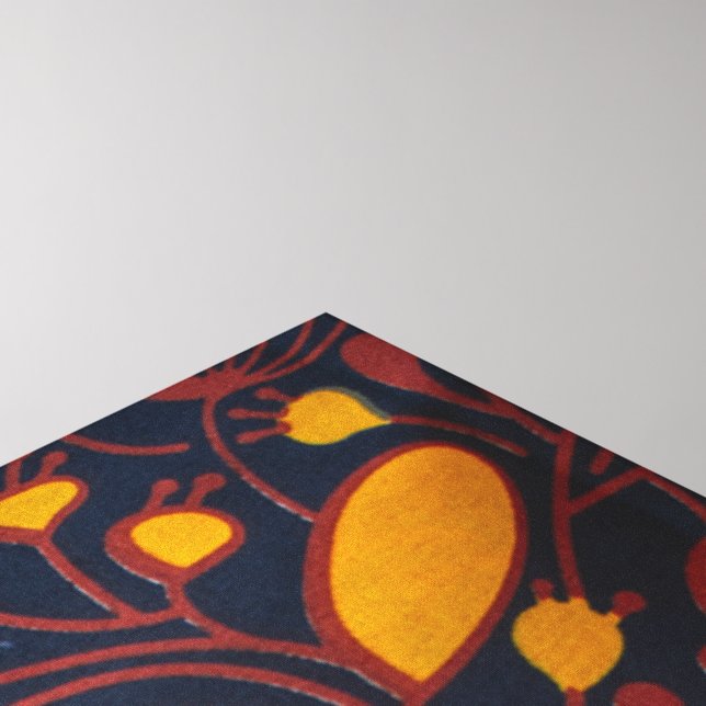 Impressão Em Tela Vibrant Golden Floral Batik Pattern on Deep Navy B (Canto (superior))