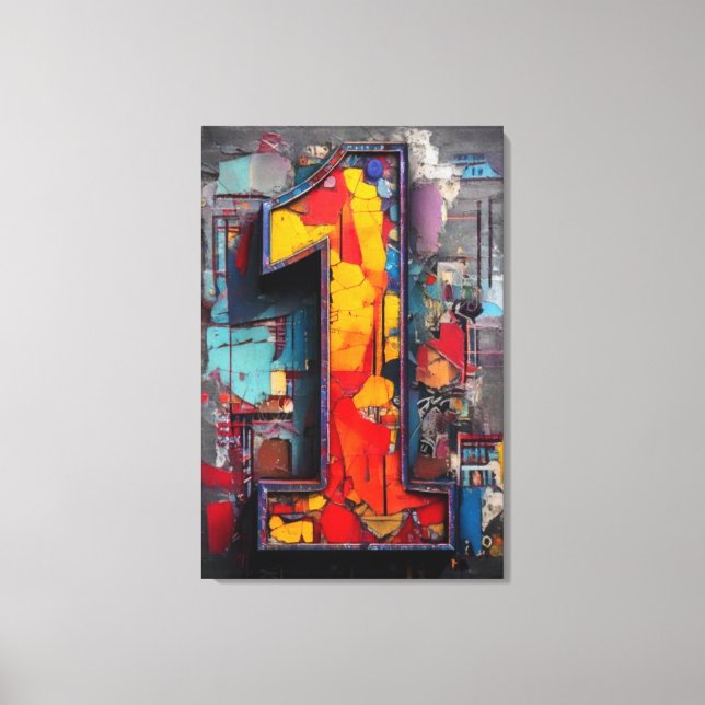 Impressão Em Tela Vibrant Industrial Graffiti Number One (Frente)