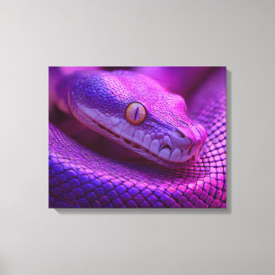Impressão Em Tela Vibrant Neon Purple Snake Portrait in Striking Mac