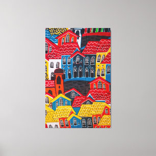 Impressão Em Tela Vibrant Pelourinho Architecture Folk Art Pattern