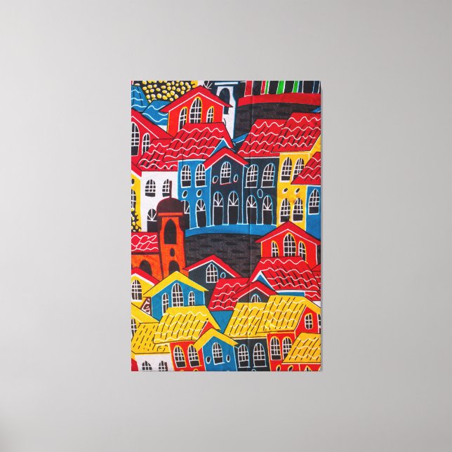 Impressão Em Tela Vibrant Pelourinho Architecture Folk Art Pattern (Frente)