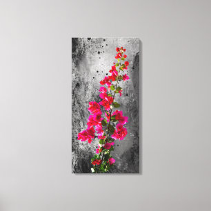 Impressão Em Tela Vibrant Pink Bougainvillea Over Grayscale Textured