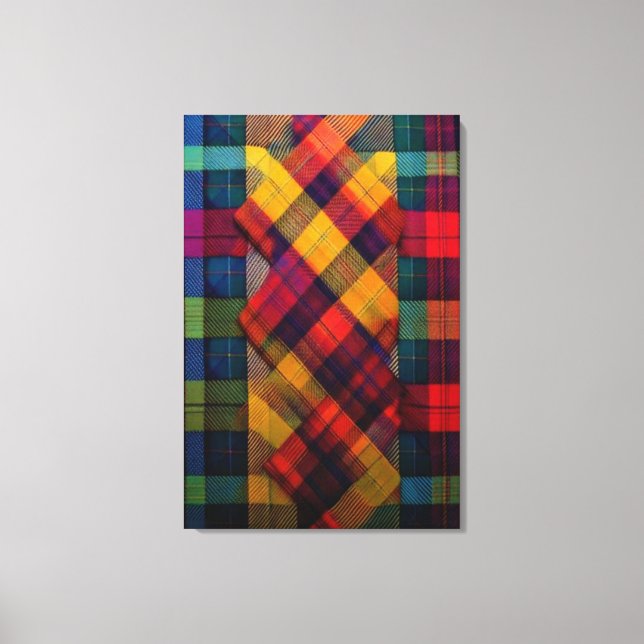 Impressão Em Tela Vibrant Plaid Fusion & Modern Geometric Textile (Frente)
