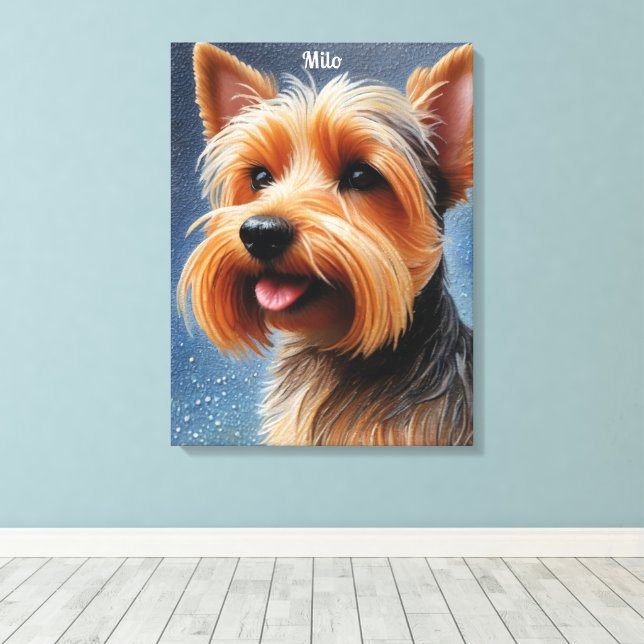 Impressão Em Tela Vibrant Pop Pointillism Yorkshire Terrier Art (Insitu(piso de madeira))