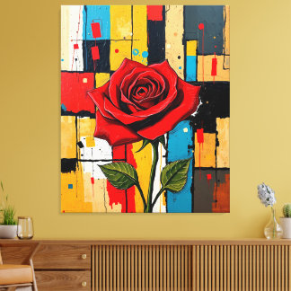 Impressão Em Tela Vibrant Rose in Abstract Cityscape