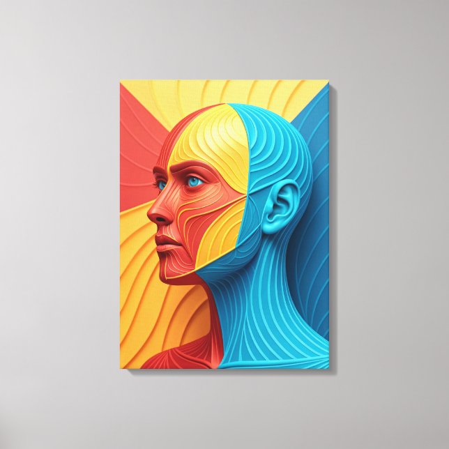 Impressão Em Tela Vibrant Soul Colorful Abstract Face (Frente)