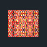 Impressão Em Tela Vibrant Tribal Fusion Geometric Symmetry Pattern<br><div class="desc">Experience the rhythmic energy of this intricate geometric pattern, featuring a bold fusion of tribal-inspired motifs and modern abstract aesthetics. Dominated by a fiery red backdrop, the design is balanced by sharp accents of sun yellow, crisp white, and deep obsidian black. The symmetrical composition creates a captivating kaleidoscopic effect, evoking...</div>