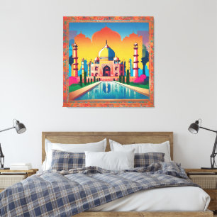 Impressão Em Tela Vibrante Arte de Parede em Tela do Taj Mahal Índia