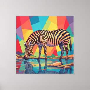 Impressão Em Tela Vibrante e Design surreal de arte zebra multicolor