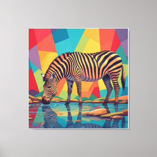Impressão Em Tela Vibrante e Design surreal de arte zebra multicolor