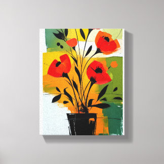 Impressão Em Tela vibrante floral abstrata planta estática