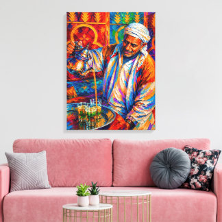 Impressão Em Tela Vibrante Pintura a Óleo de Chá de Hortelã Marroqui