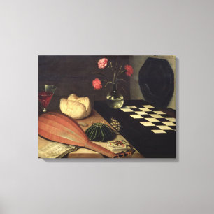 Impressão Em Tela Vida Estática com conselho de Xadrez, 1630