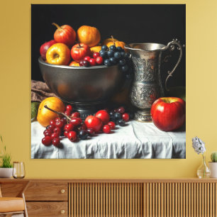 Impressão Em Tela Vida Estática Com Frutas E Pitcher