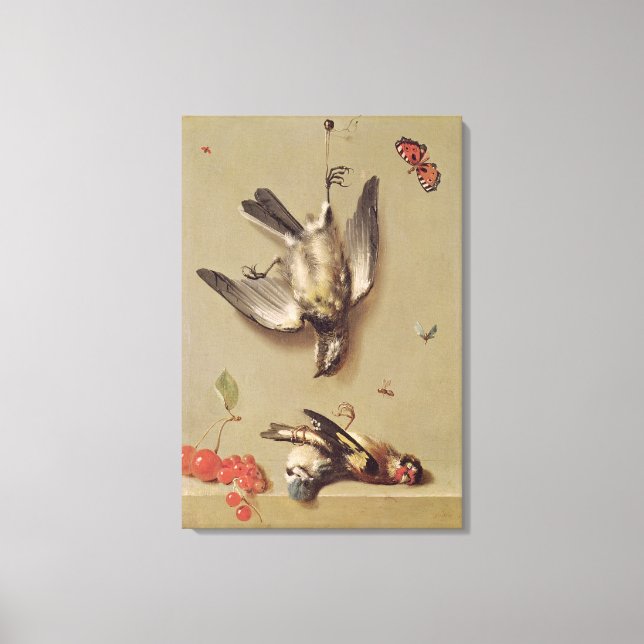 Impressão Em Tela Vida Estática das Aves Mortos e Cerejas, 1712 (Frente)