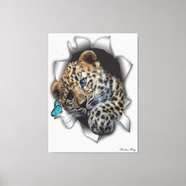 Impressão Em Tela Vida Selvagem Copo-Leopardo perseguindo uma borbol