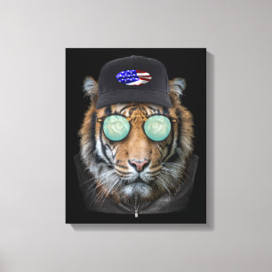 Impressão Em Tela Vida selvagem engraçada vestida de Bengal Tiger