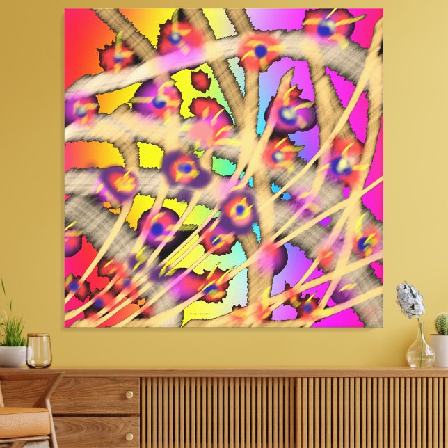 Impressão Em Tela Videira Floral (Insitu(Sala de estar))