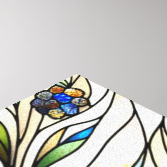 Impressão Em Tela Vidro-Design, flores e borboletas (Canto (superior))