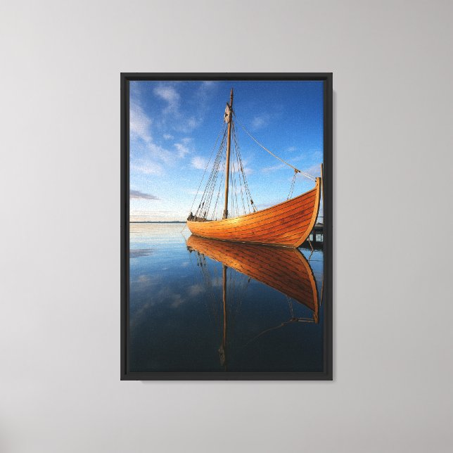 Impressão Em Tela Viking Longship Refletion - Escandinávia - Reflexã (Frente)