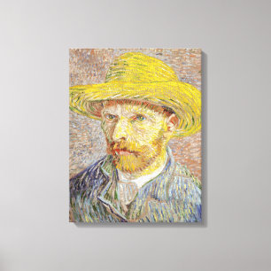 Impressão Em Tela Vincent van Gogh - Autorretrato com Chapéu de Palh