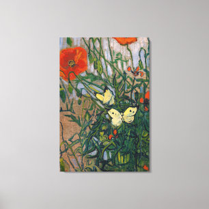 Impressão Em Tela Vincent van Gogh - Borboletas e Papoulas