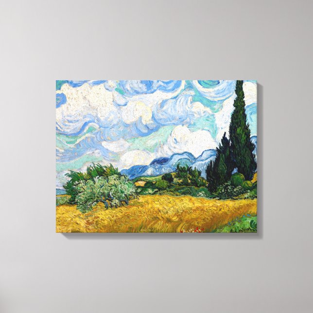 Impressão Em Tela Vincent Van Gogh - Campo de Trigo com Cipras (Frente)