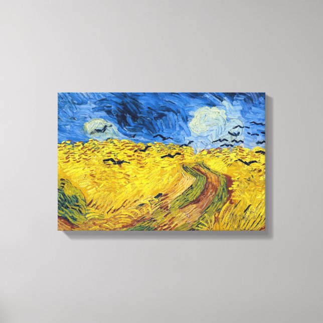 Impressão Em Tela Vincent van Gogh - Campo de Trigo com Corvos (Frente)
