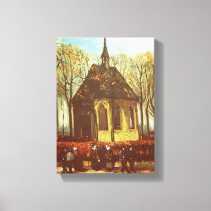 Impressão Em Tela Vincent van Gogh - Capela em Nuenen, Churchgoers