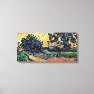 Impressão Em Tela Vincent Van Gogh - Castelo de Auvers ao Pôr-do-Sol