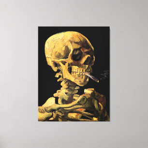 Impressão Em Tela Vincent Van Gogh - Caveira Com Cigarro Aceso